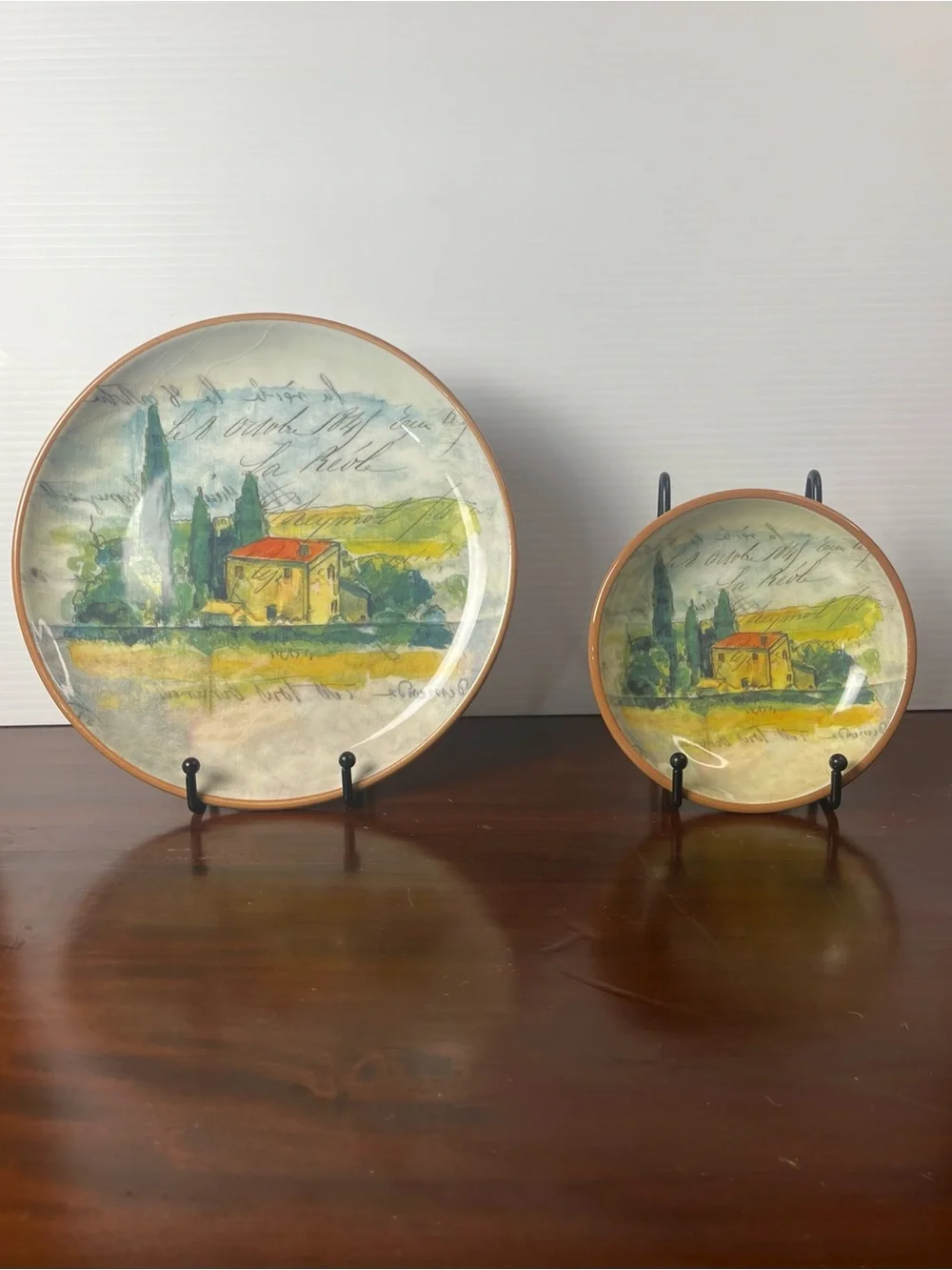 Paysage Salad/Dessert Plate With Dipping Bowl By artist Marc Lacaze